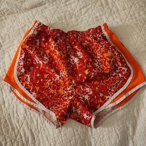 Nike Dri-Fit Running Shorts XS Orange White Pattern